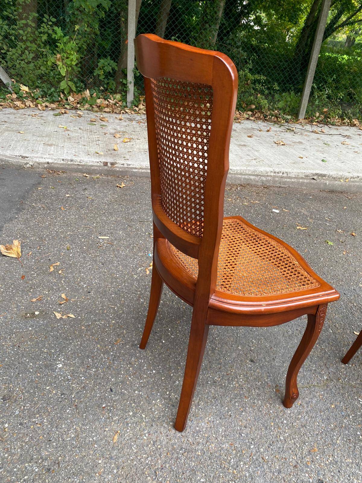 2 Louis XV style caned chairs in solid wood, 20th century