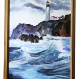 Framed oil on canvas signed Menou seascape
