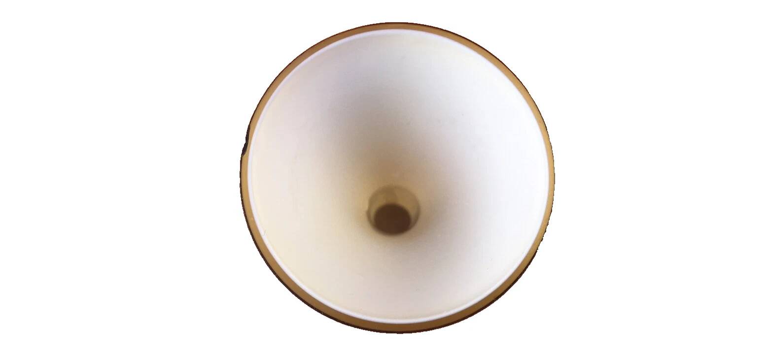Single flower vase in Murano style, amber glass with a white milk interior.