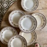Lot de 10 assiettes creuses anciennes en terre de fer, décors d'hirondelles de HBC