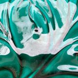 Salad bowl and small bowls in leaf-shaped slipware