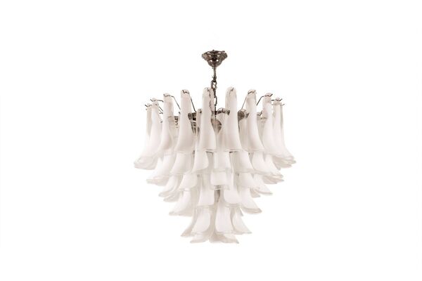 Lustre en verre de Murano en verre blanc et translucide