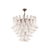 Murano glass chandelier in white and translucent glass