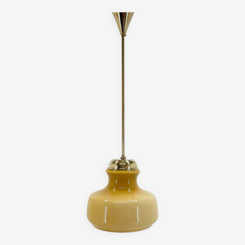 Mid-century brass & glass pendant light, 1970s