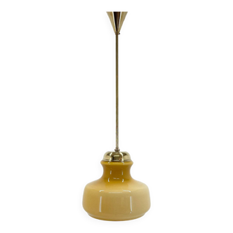 Mid-century brass & glass pendant light, 1970s