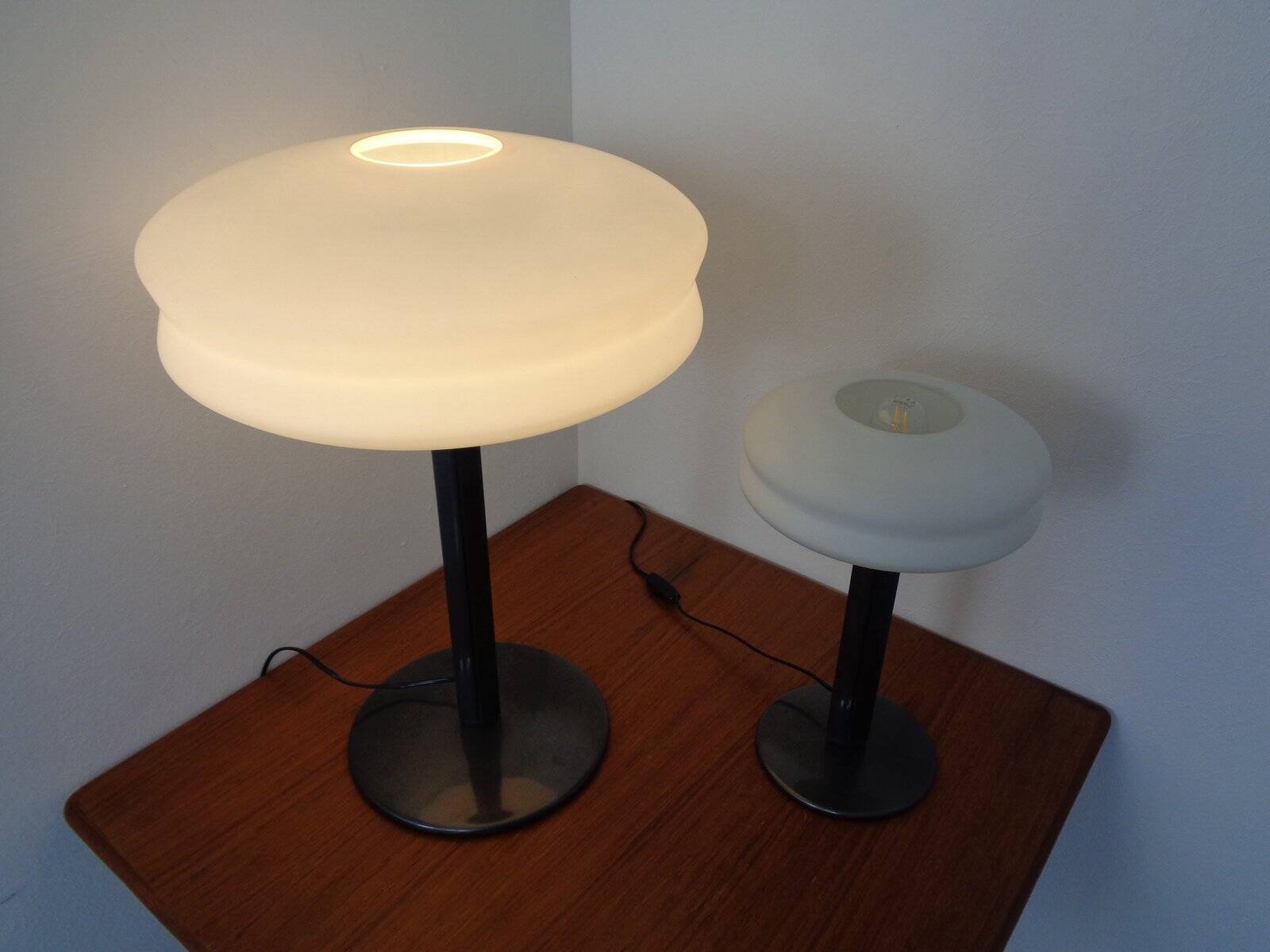 Italian Opal Glass Lamps by Stefano Marcato, Set of 2