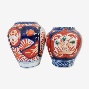 Ensemble de deux vases miniatures imari japon meiji