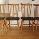 4 BAUMANN Tacoma chairs in black imitation leather and light beech