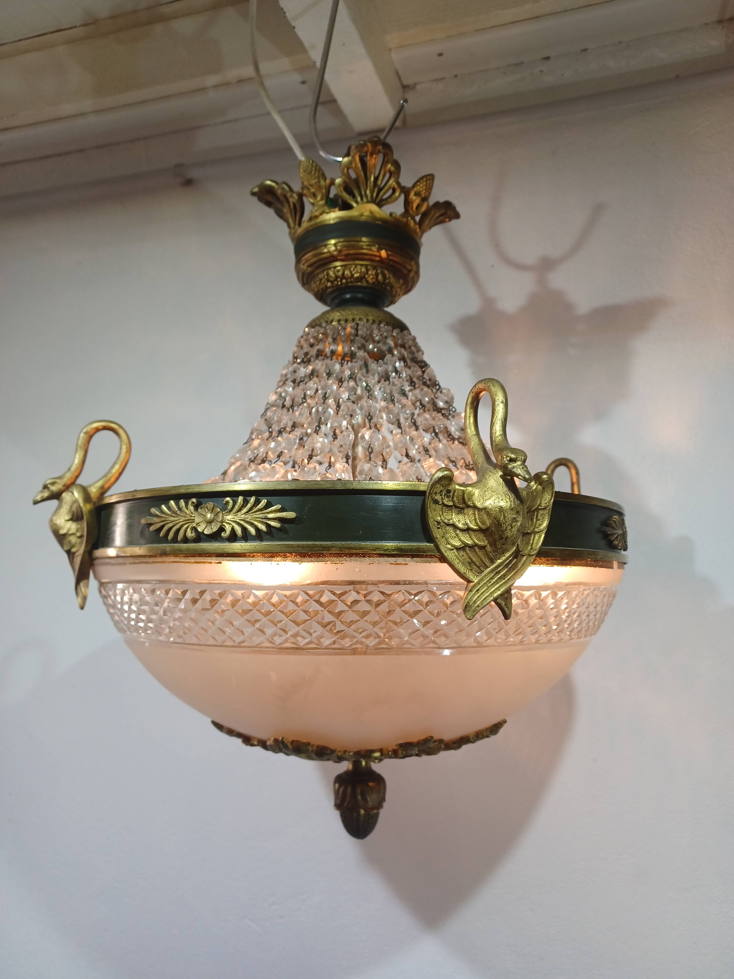 Empire chandelier in bronze and crystal