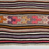 5x8 Multicolor Kilim Rug, Striped Rug, Antique Kilim 60s 160x232Cm