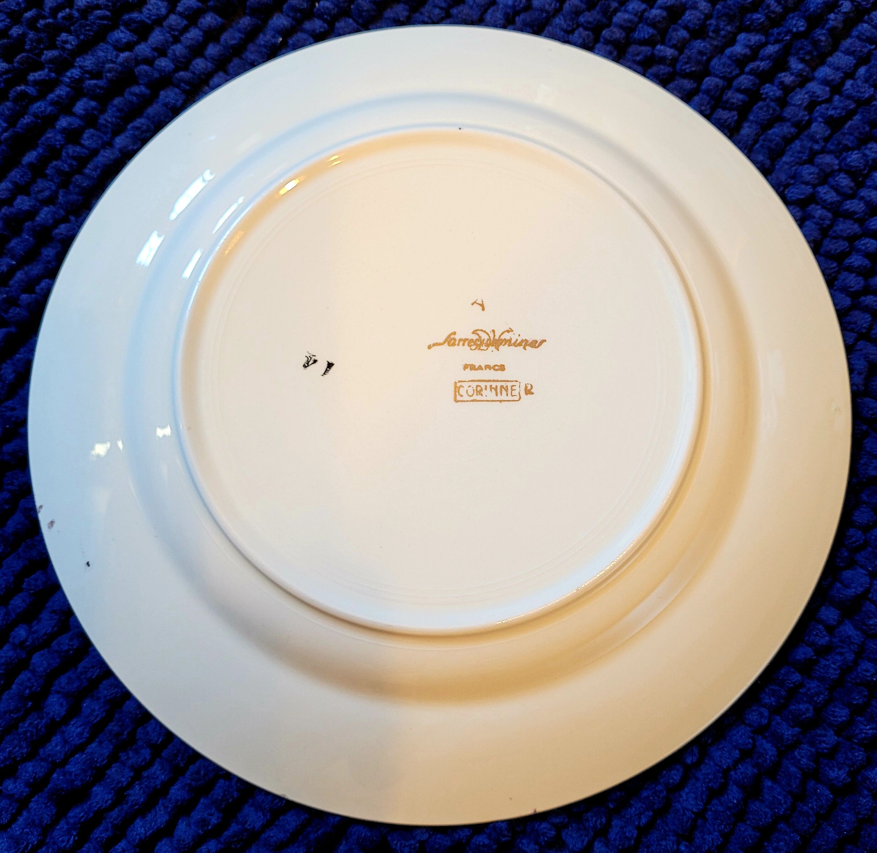 Vintage antique flat plates decorated with Sarreguemines flowers