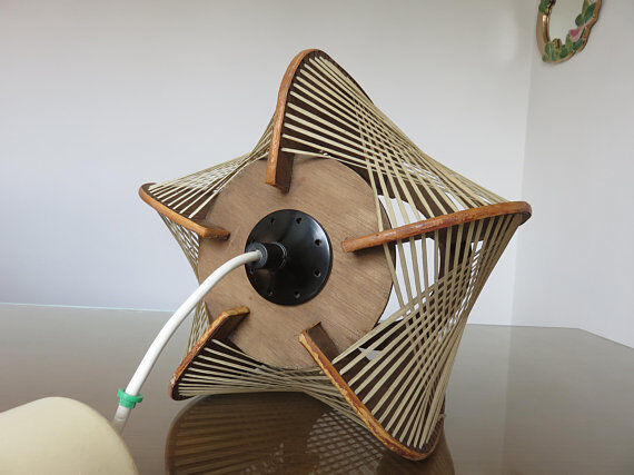 Pair of Scandinavian wire and wood 60s 70s suspensions