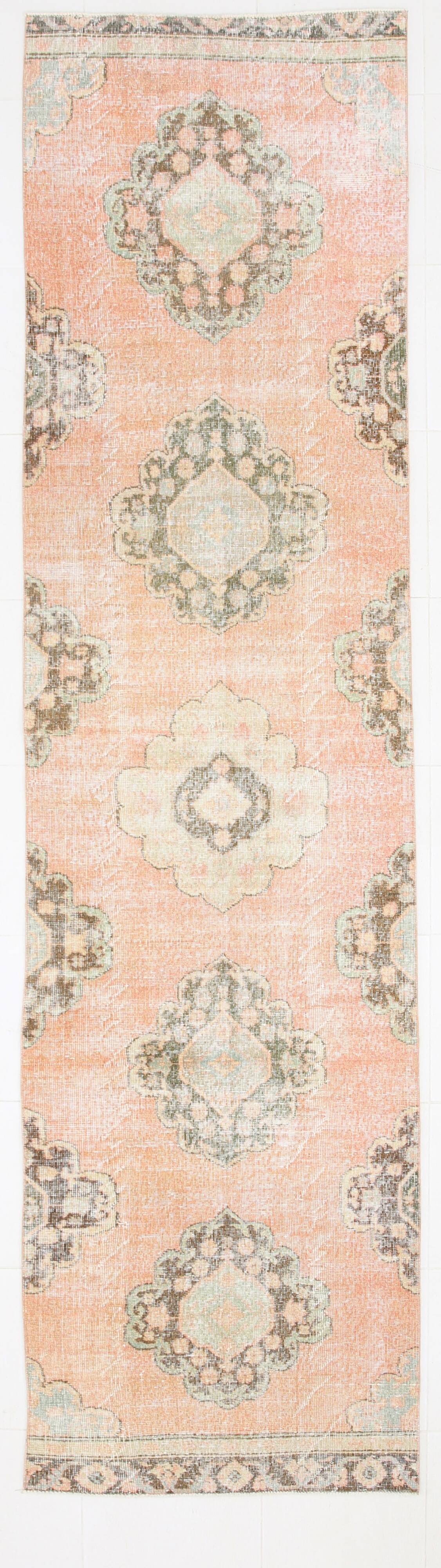 3x12 Vintage Blush Pink Classic Persian Runner Rug, 90x358Cm