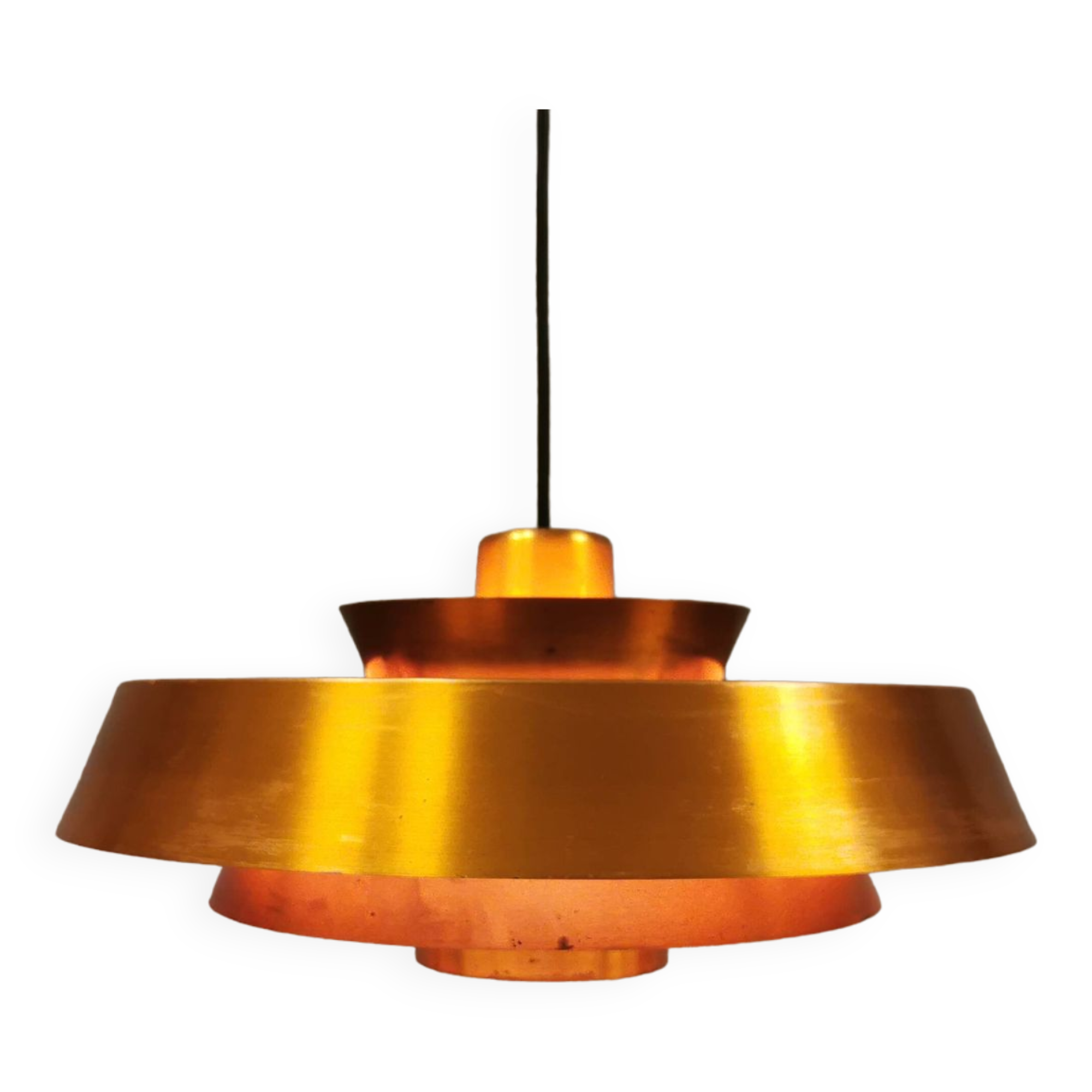 A mid-century Danish hanging lamp in copper by Jo Hammerborg for Fog & Mørup.