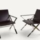 Pair of leather and chrome metal armchairs, Italy - 1970
