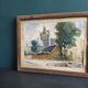 Vintage French watercolour of a village with a church, signed Vellat, from 1929  View on Etsy Copy