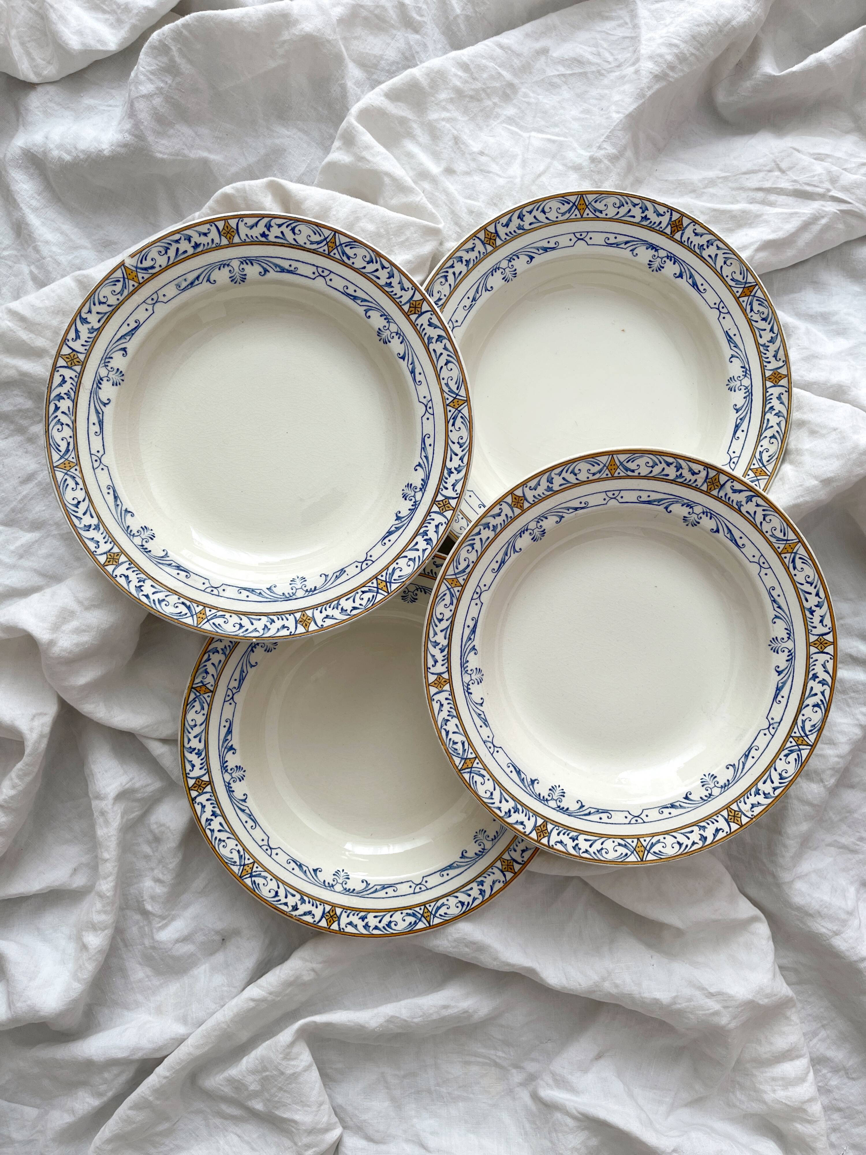 4 deep ironware plates “Colbert” Creil and Montereau