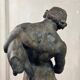 Faun with a Wineskin, Large Bronze Patina Excavated, Object from the Grand Tour, 19th Century
