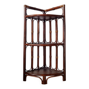 Etagère d'angle en rotin
