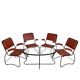 Set of 4 armchairs and a coffee table with tubular structure in Bauhaus style, 1950s.