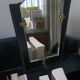 Art Deco leather and bronze mirror