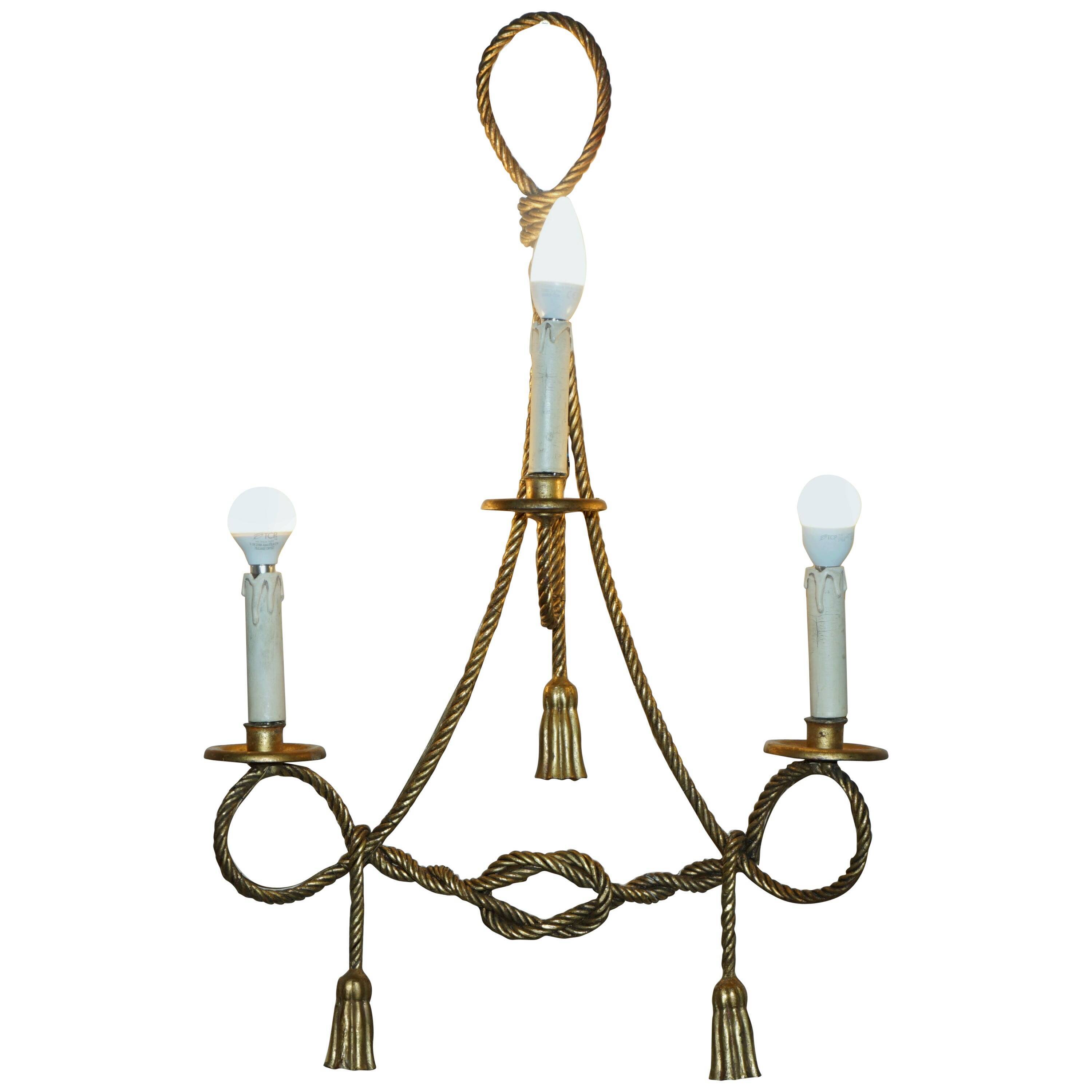 Vintage Twisted Wall Light Three Branches with Pendants