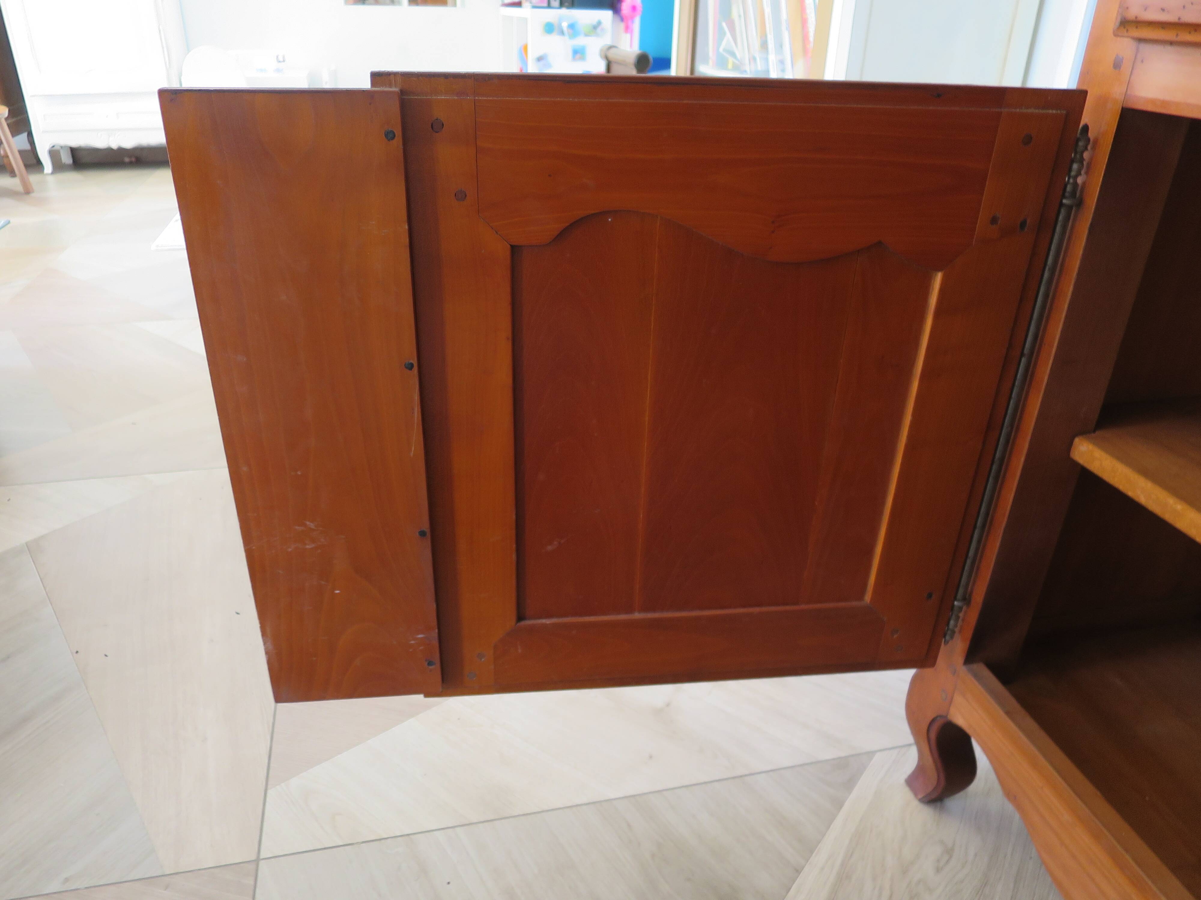Rustic buffet in Louis XV-Regency style, dovetailed, cherry wood finish, solid wood.