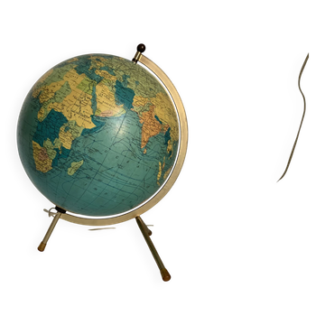 Globe vintage 1969 terrestre tripode verre Taride mappemonde - 33 cm