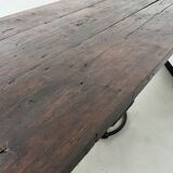 Grande table en bois ancienne esprit industriel