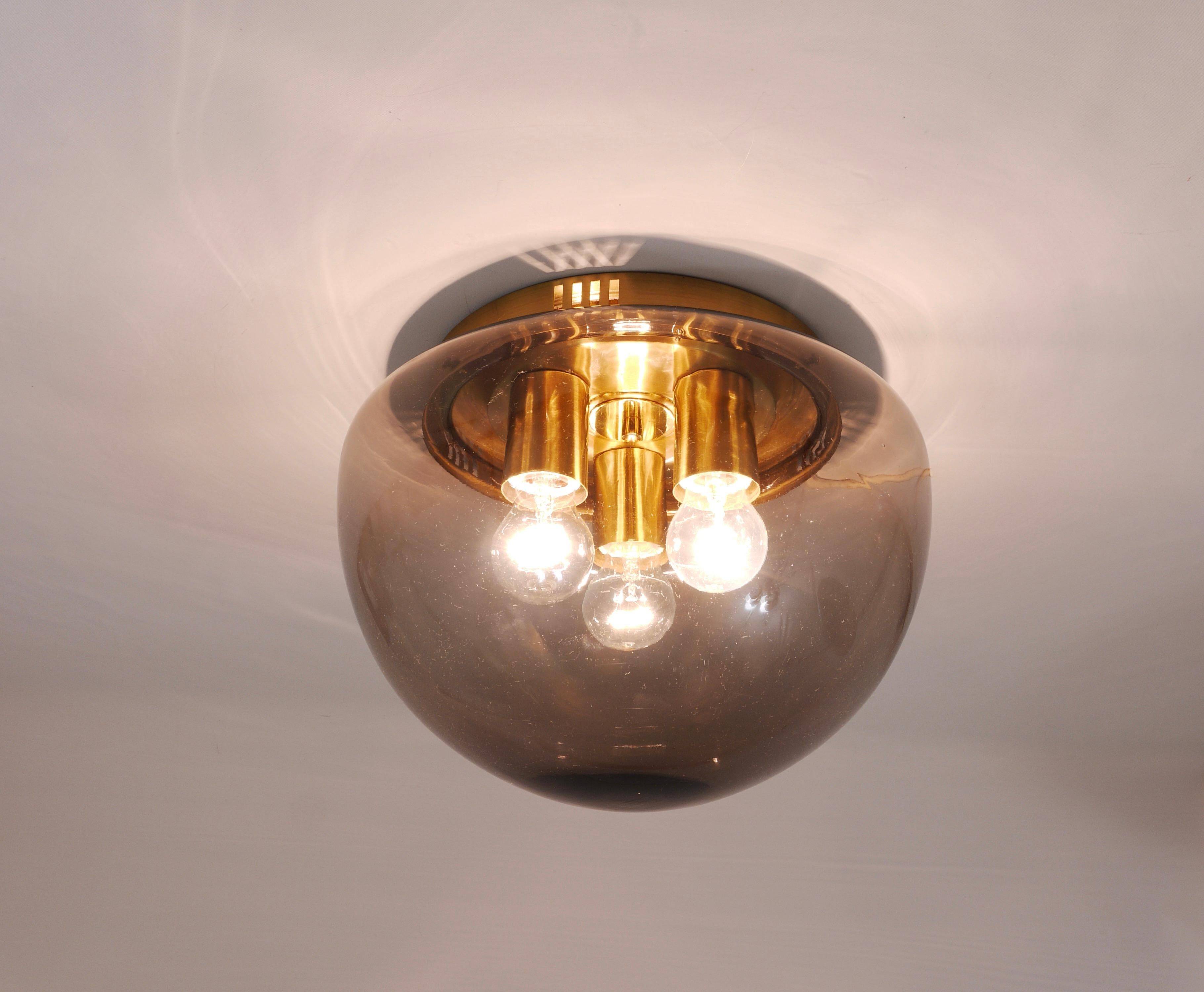 Ceiling light with glass globe in mid-century style by Peill & Putzler, Germany, 1970s.