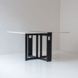 Extendable dining table with architectural base, Belgium 1960s. This folding table features two exte