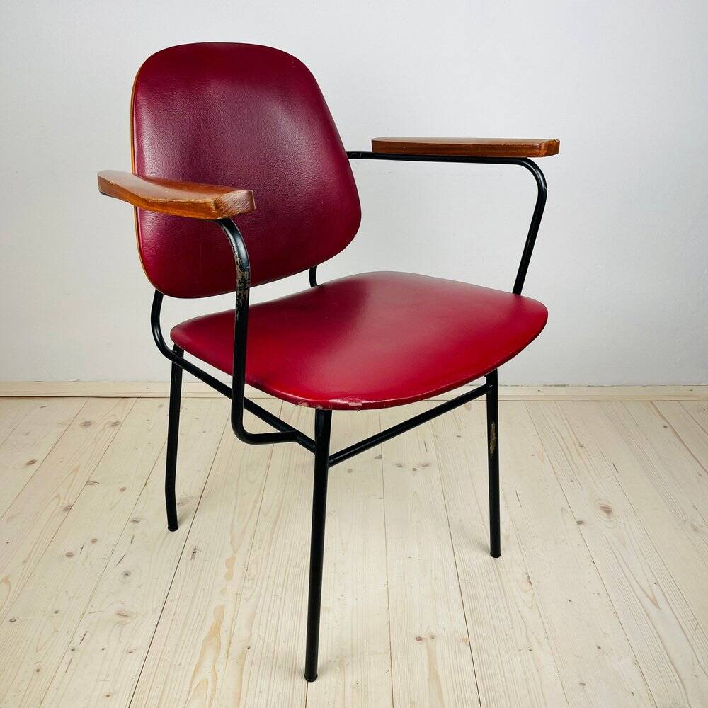 Mid-century red dining chair, Italy, 1960s