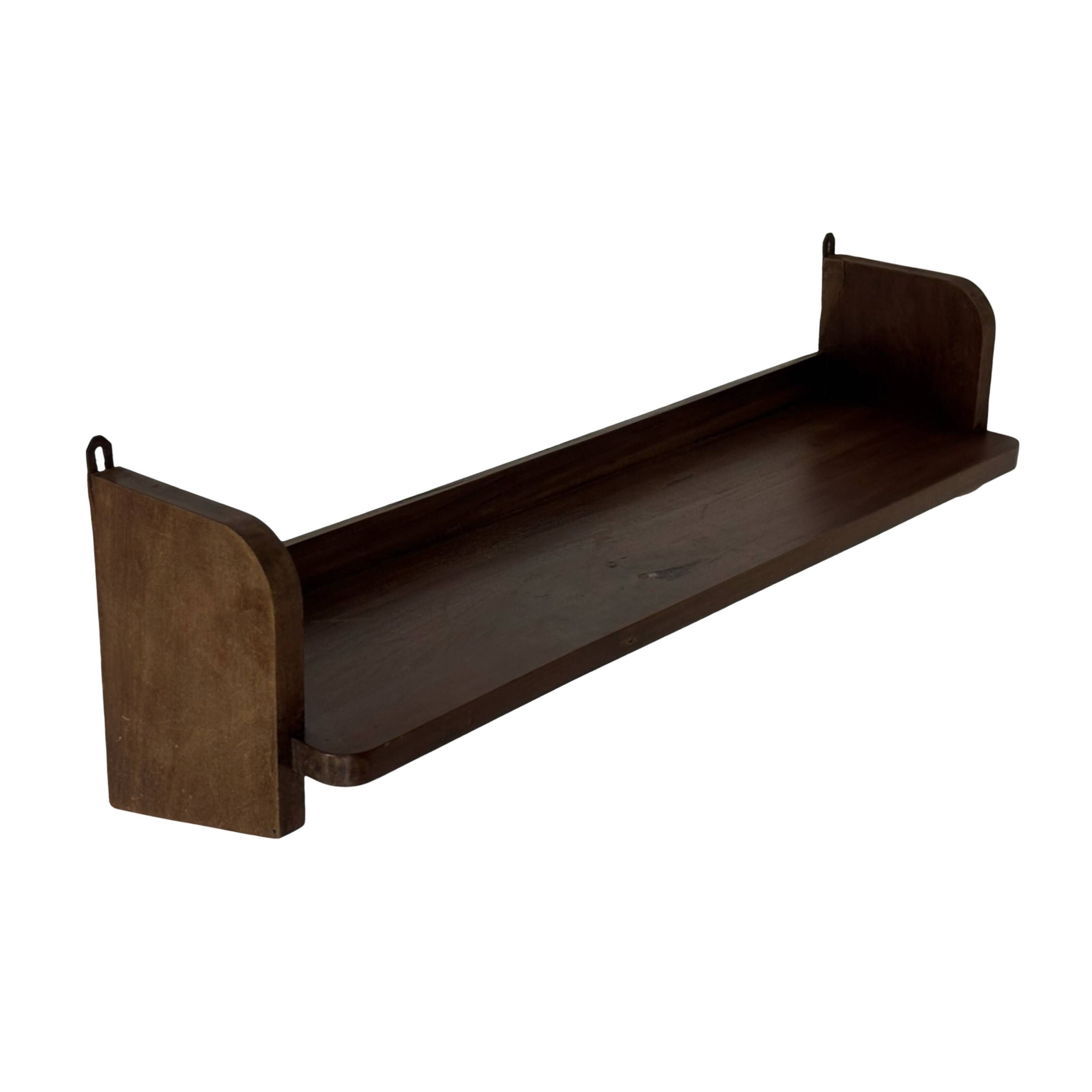 Vintage wooden wall shelve rack bookshelf in oak wood minimalist