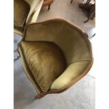 Mid 20th-Century Walnut Armchairs and Sofa in the Italian Style, Three-Piece