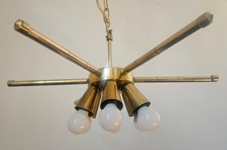 Rare Midcentury Brass Chandelier, 1970s