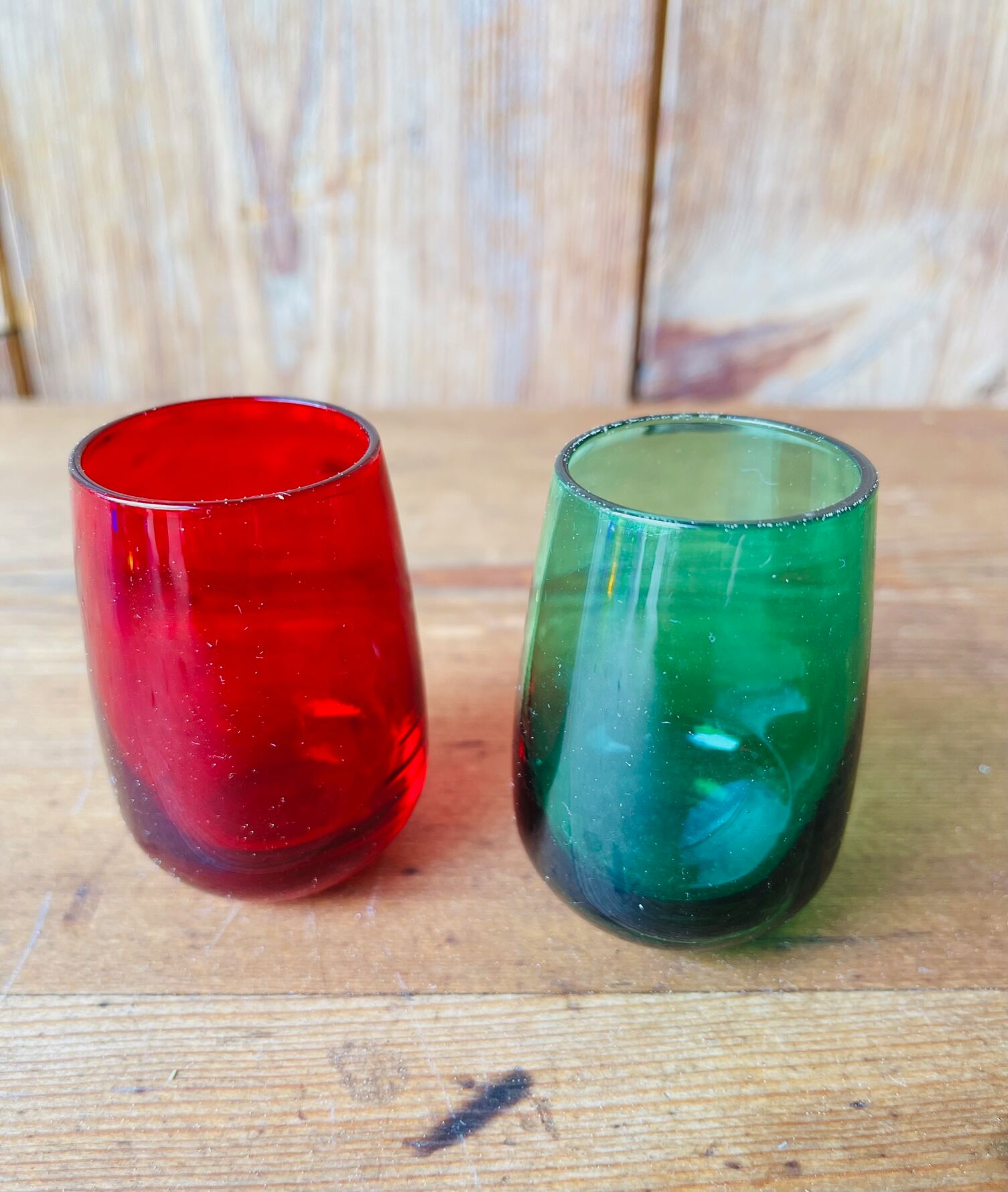 Set of colored liquor glasses 70s