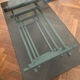 70s design coffee table in rectangular glass with chrome legs.
