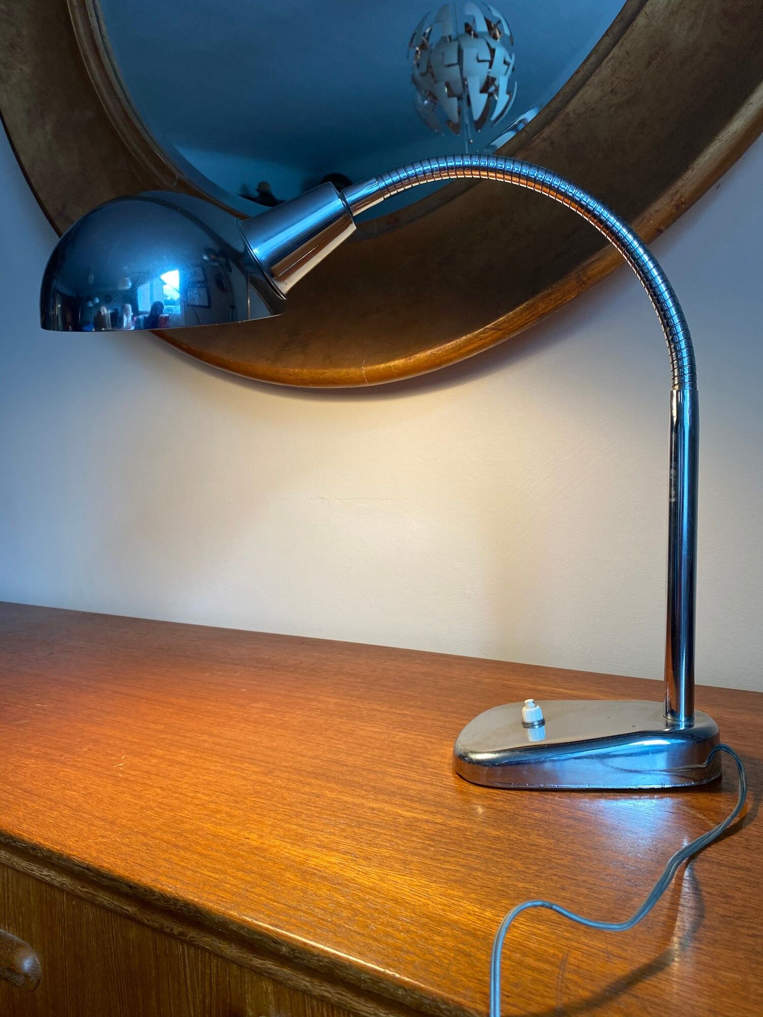 Chromed metal lamp