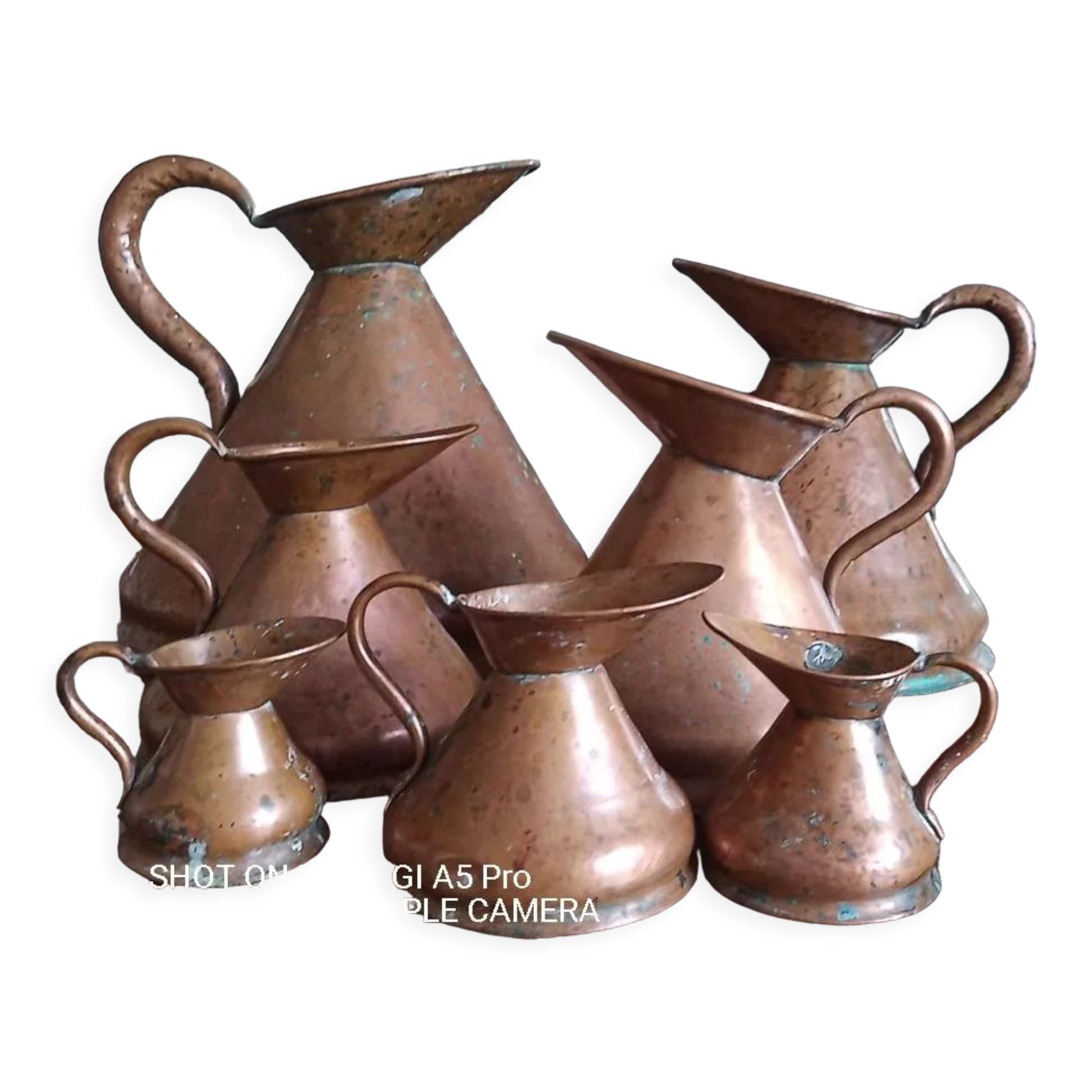 Measures "imperial" english copper 1/2 gill to 1 gallon / nineteenth century x 7pcs