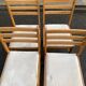 4 Scandinavian dining chairs in solid wood and fabric from the 1980s.