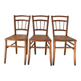 Set of 3 Luterma bistro chairs in beech wood effect canning 40s