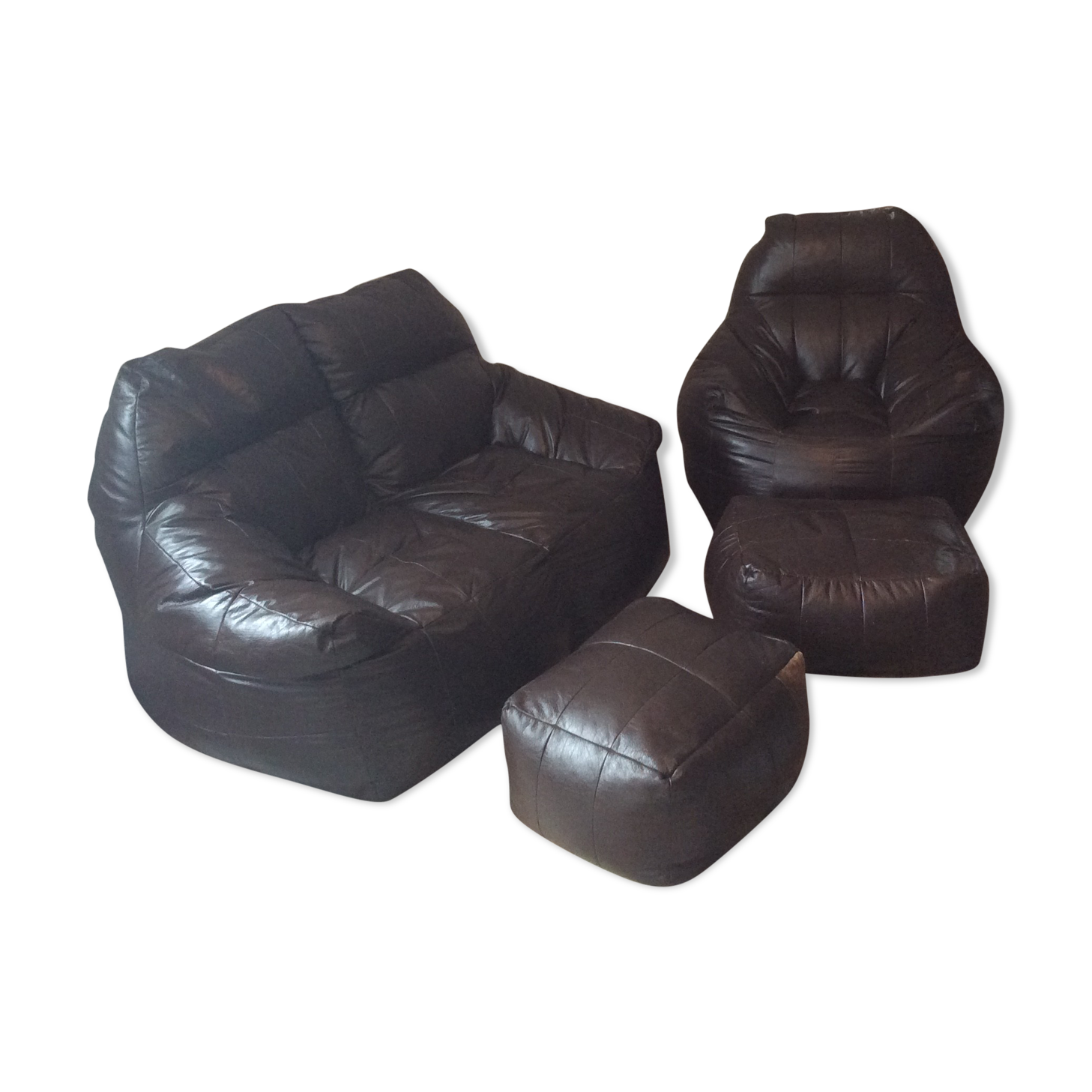 Set of the 70s sofa with heater and its 2 beanbags