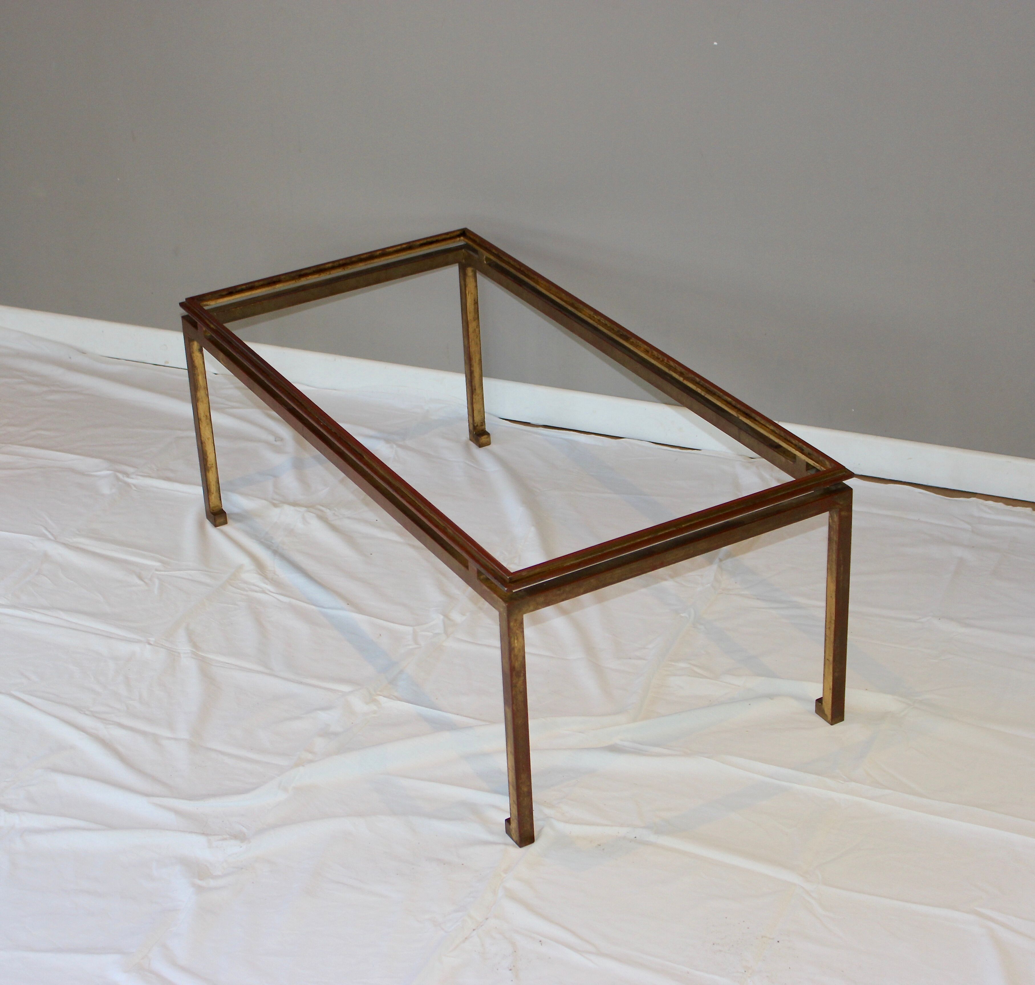 Rectangular gold wrought iron coffee table on sheet, Ramsay House