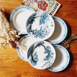 Lot de 6 assiettes plates en terre de fer Boulenger et Samaritaine coq canard