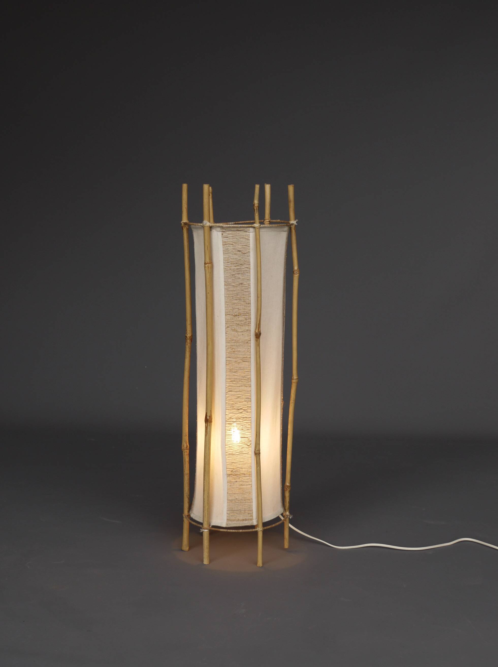 Lampadaire en bambou de Louis Sognot, années 1950