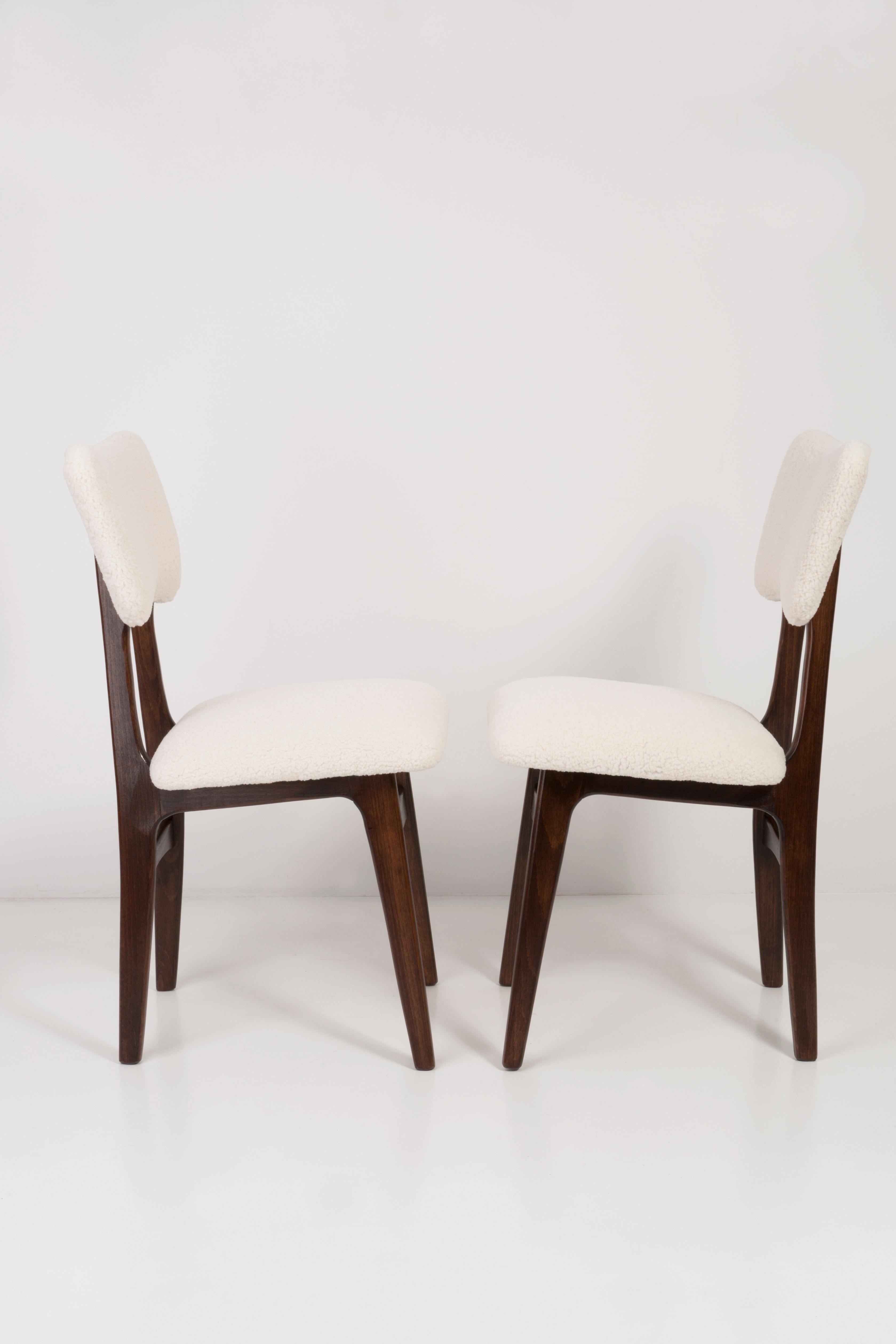 Mid-century modern chair in light cream boucle, 1960s