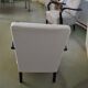 Ivory Art Deco armchair in fabric and dark wood, high back, 1920s-1930s.