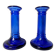 pair of vintage cobalt blue glass candlesticks