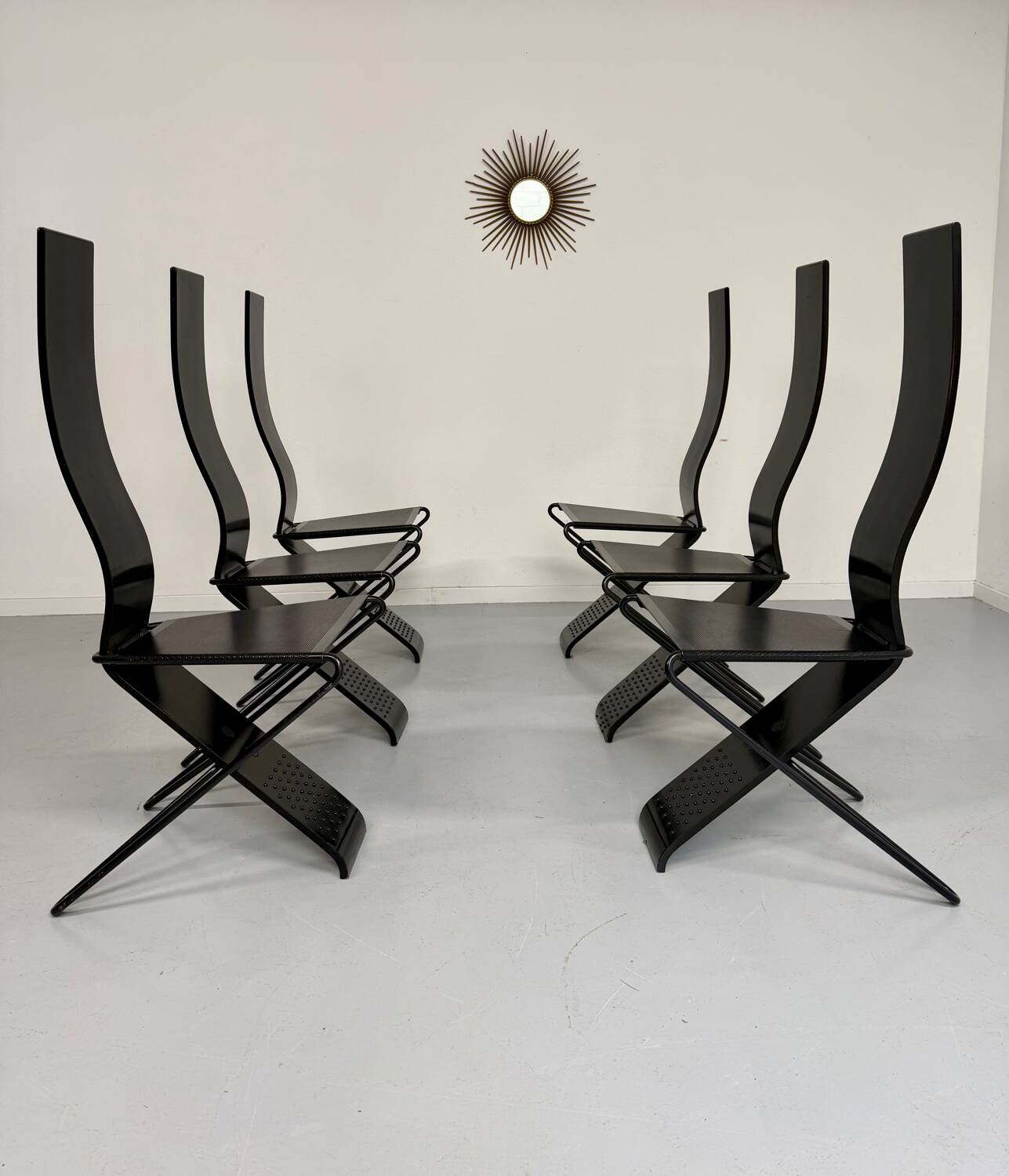 Set of 6 Italian design chairs by Pietro Arosio, postmodern, 1980s.