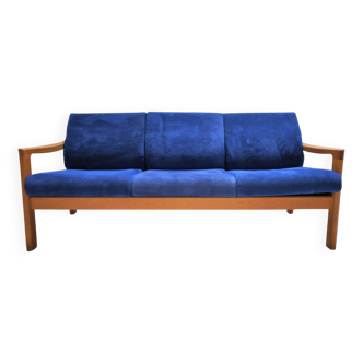 Canapé scandinave 3 places en bois naturel et tissu CFC Silkeborg Danemark